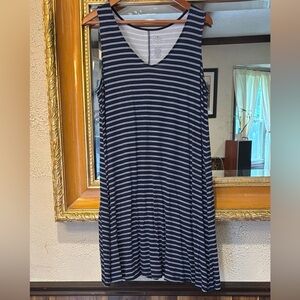 St. John’s Bay Navy & White Striped Swing Dress - Size L